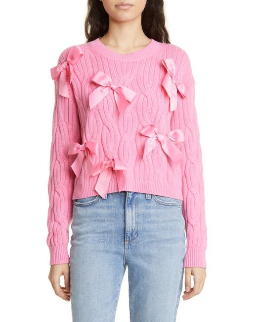 Alice + Olivia Beau Relaxed Fit Bow Detail Cable Sweater in at