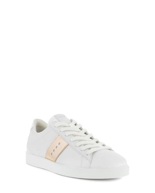 Ecco Street Lite Retro Sneaker in White/Bronze/Pure W at
