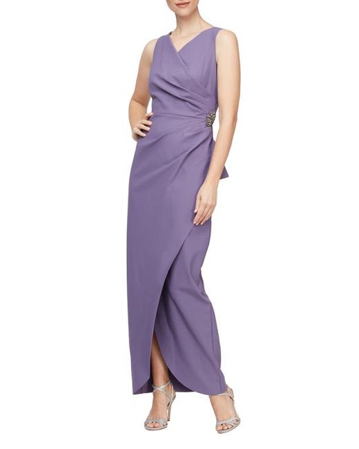 Alex Evenings Embellished Side Drape Column Gown in at