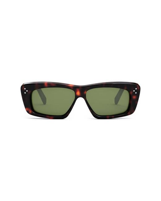 Celine Bold 3 Dots 57mm Rectangular Sunglasses in Dark Havana at