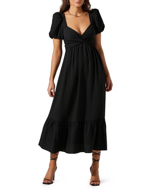 ASTR the Label Tie Back Puff Sleeve Midi Dress in at