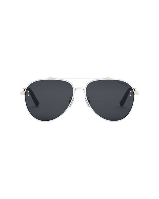 Dior CD Diamond of the Maison 59mm Aviator Sunglasses in Shiny Palladium Smoke at