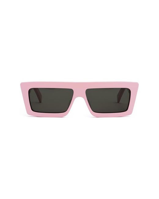 Celine Monochroms 57mm Rectangular Sunglasses in Shiny Smoke at