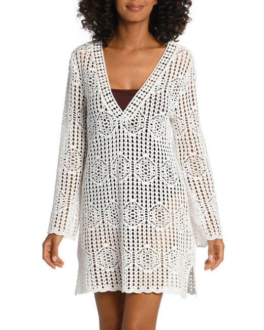 La Blanca Waverly Long Sleeve Cotton Cover-Up Dress in at