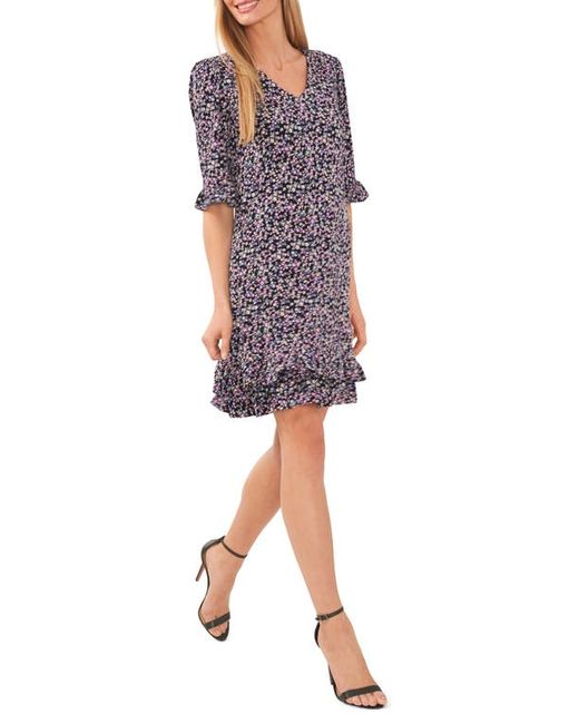 Cece Floral Print Ruffle Knit Dress in at