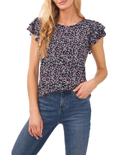 Cece Floral Print Ruffle Sleeve Knit Top in at