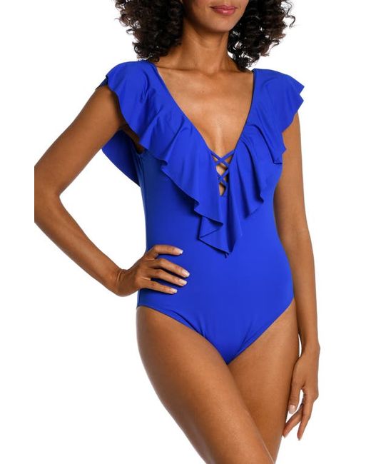 La Blanca Ruffle Plunge One-Piece Swimsuit in at