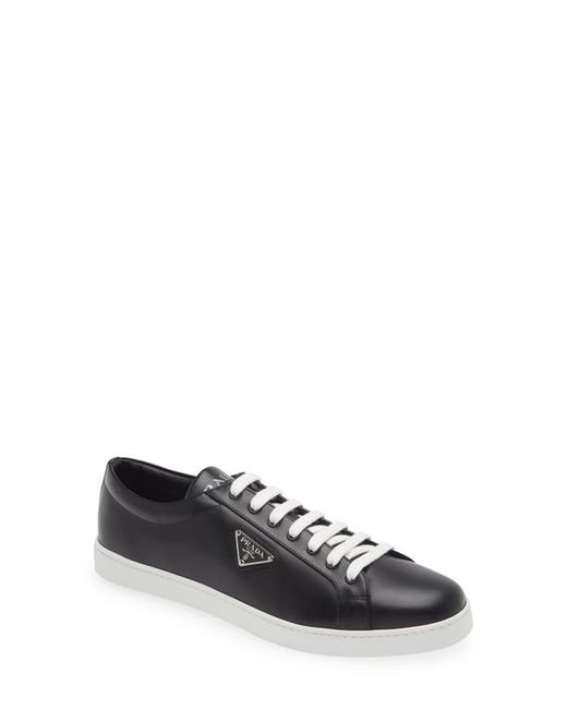 Prada Lane Triangle Logo Low Top Leather Sneaker in at