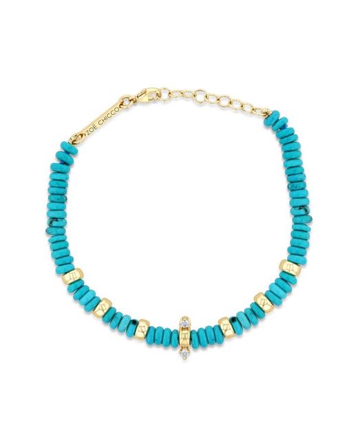 Zoe Chicco Beaded Turquoise Bracelet in at