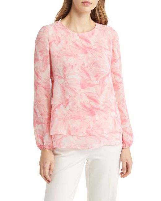 AK Anne Klein Double Layer Long Sleeve Blouse in at