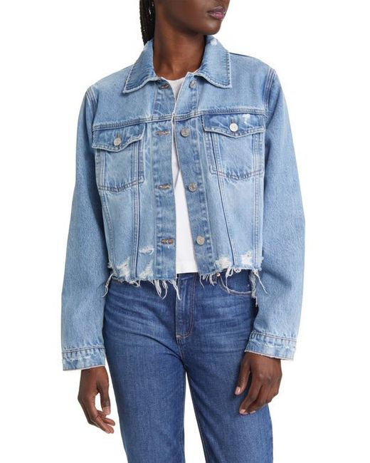 Frame Ripped Distressed Denim Trucker Jacket in at