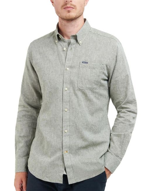 Barbour Nelson Tailored Fit Solid Linen Cotton Button-Down Shirt in at
