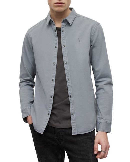 AllSaints Staveley Snap-Up Shirt in at