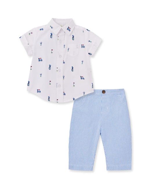 Little Me Cotton Golf Shirt Pants Set in at