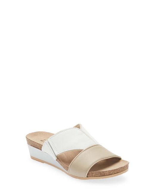 Naot Tiara Wedge Sandal in Soft White Leather at