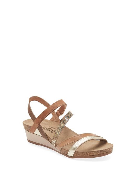 Naot Hero Strappy Wedge Sandal in Gold/Tan/Latte at