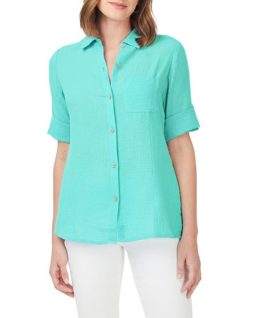 Foxcroft Tamara Gauze Button-Up Shirt in at