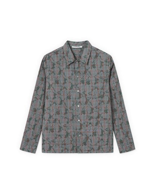 Wood Wood David Swirl Grid Cotton Button-Up Shirt in at