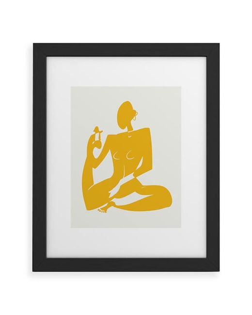 DENY Designs Yoga Nude in Yellow Framed Wall Art at