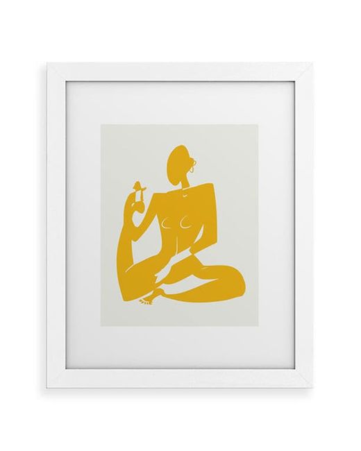 DENY Designs Yoga Nude in Yellow Framed Wall Art at