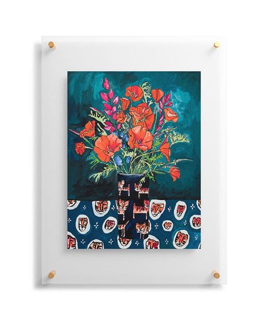 DENY Designs California Summer Bouquet Oranges Lily Blossoms in White Urn Floating Art Print at