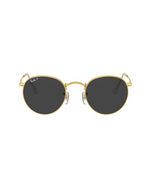 Ray-Ban 47mm Small Polarized Round Sunglasses in Gold at