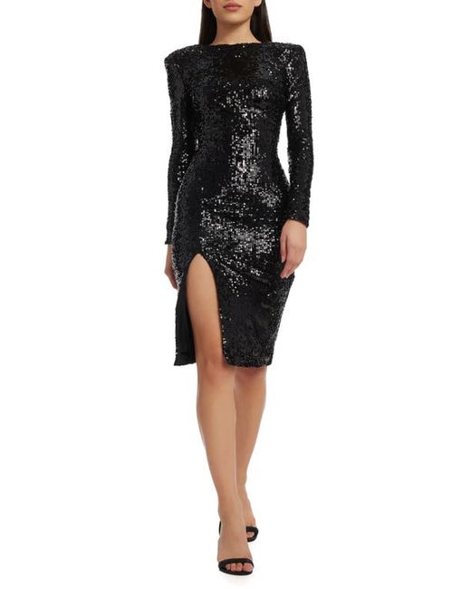 Dress the population Natalie Sequin Long Sleeve Body-Con Midi Dress in at