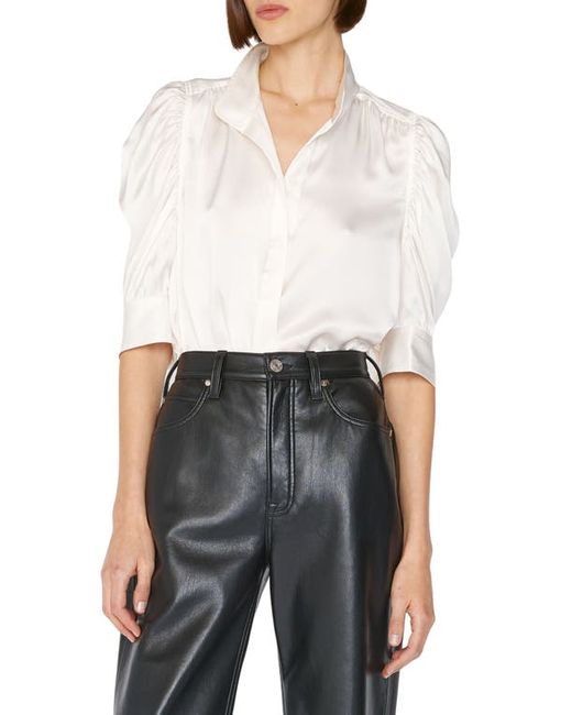 Frame Gillian Three-Quarter Sleeve Silk Button-Up Shirt in at