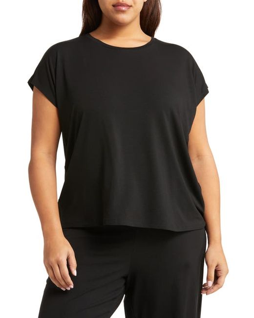 Eileen Fisher Crewneck Boxy Stretch Jersey Top in at