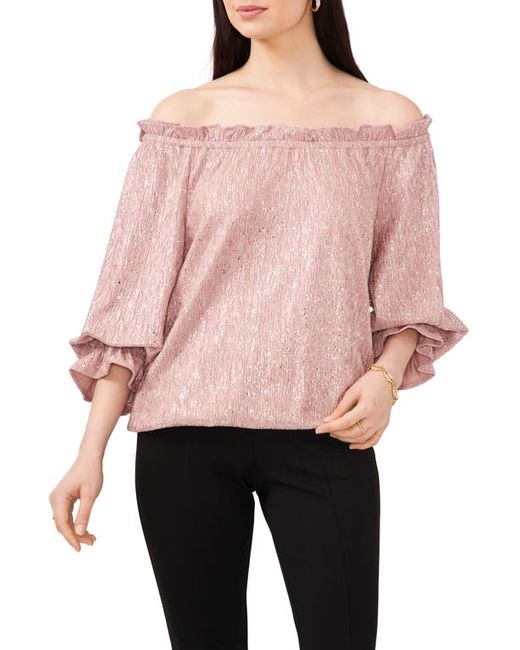 Chaus Metallic Off the Shoulder Blouse in Mauve at
