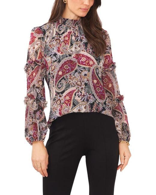 Chaus Paisley Ruffle Sleeve Mock Neck Blouse in at
