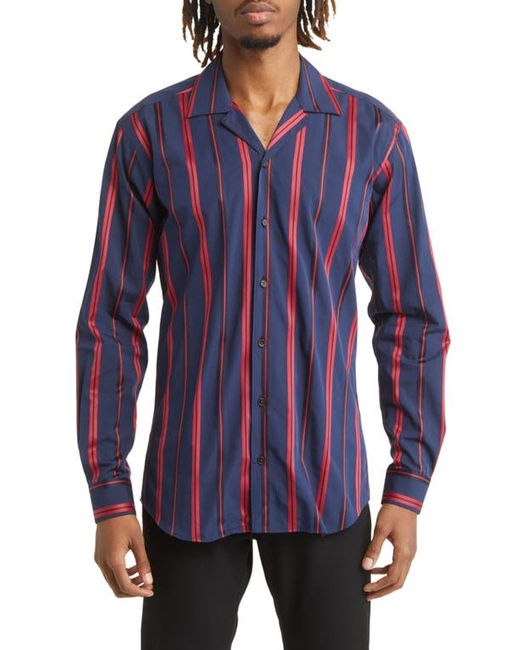 Maceoo Archemedis Stripe Regular Fit Cotton Button-Up Shirt in at