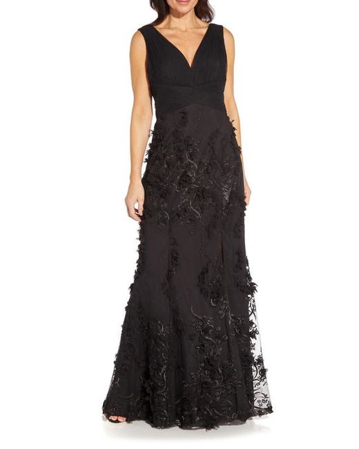 Aidan Mattox by Adrianna Papell Embroidered Mesh Trumpet Gown in at