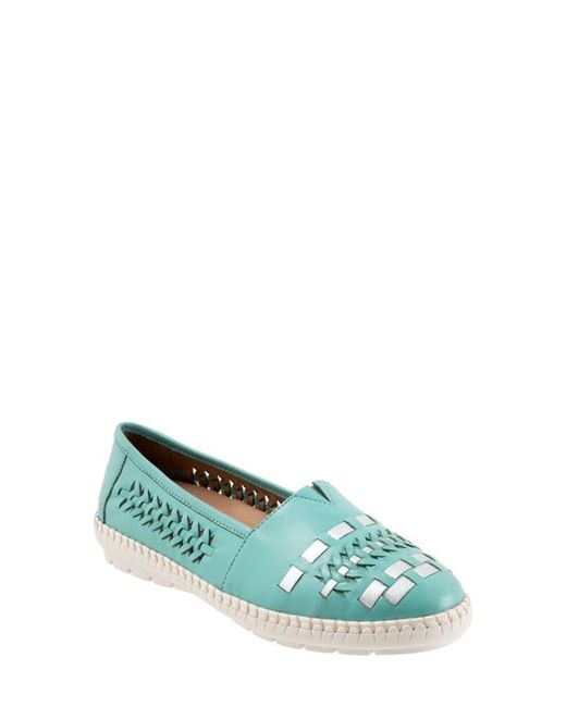Trotters Rory Woven Flat in Aqua Blue at