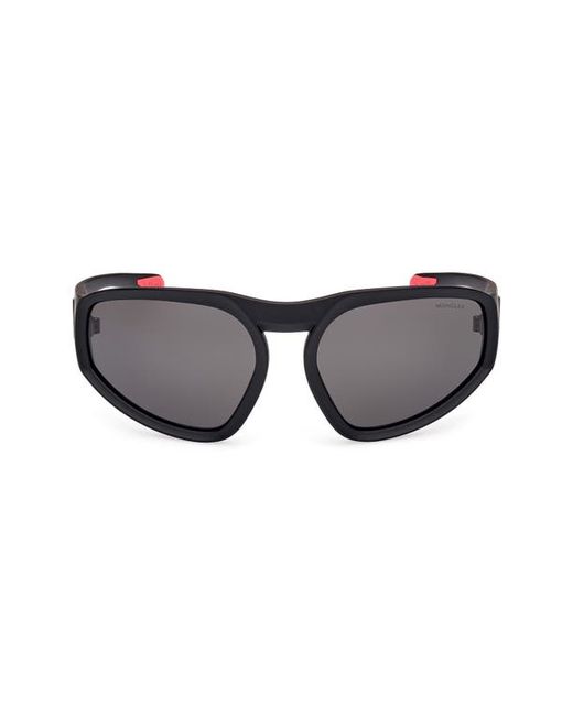 Moncler Lunettes 62mm Mirrored Oversize Geometric Sunglasses in Matte Smoke at
