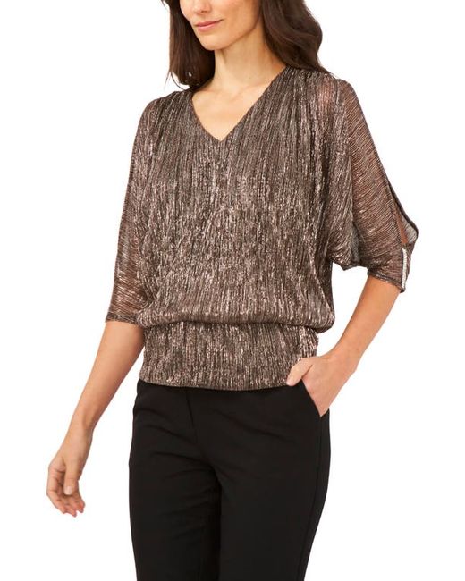 Chaus Metallic V-Neck Blouse in Copper at