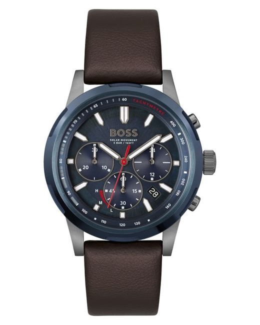 Boss Solgrade Chronograph Leather Strap Watch 44mm in at