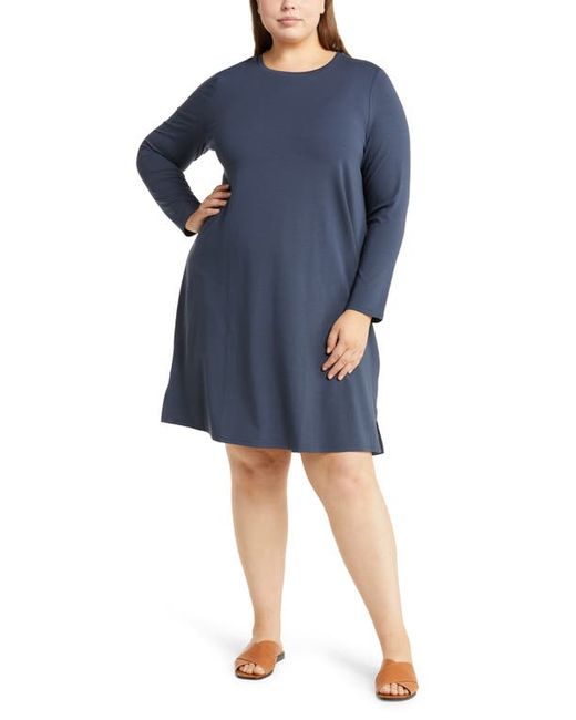 Eileen Fisher Crewneck Long Sleeve Jersey Shift Dress in at