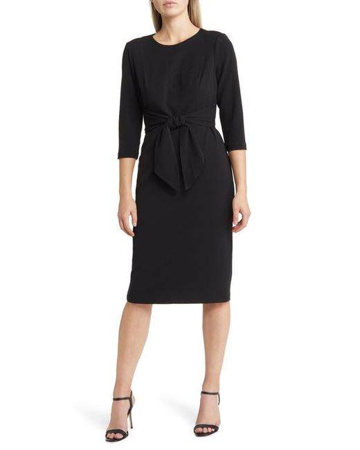 Adrianna Papell Tie Waist Crepe Sheath Dress in at