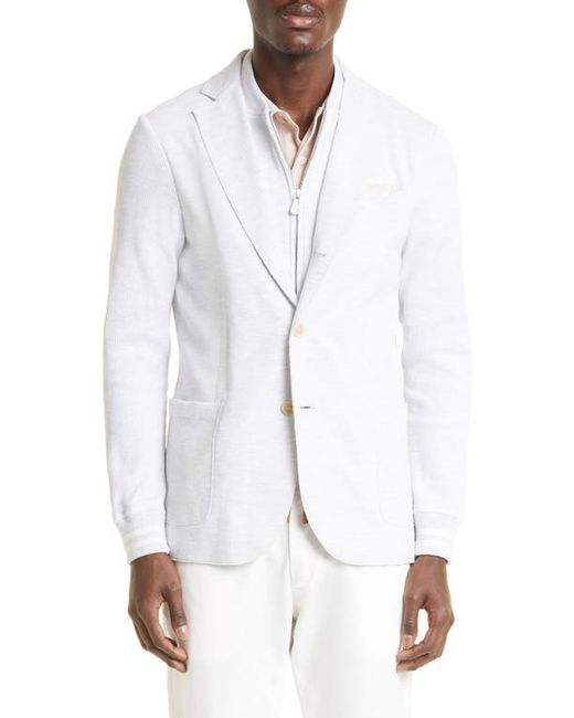 Eleventy Mixed Media Layered Knit Sport Coat in at