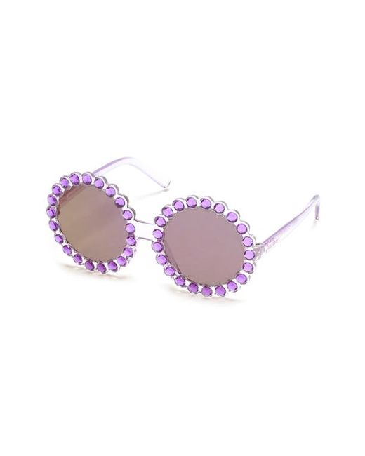 Skechers 48mm Gradient Small Round Sunglasses in Shiny Lilac/Gradient Or Mirr at