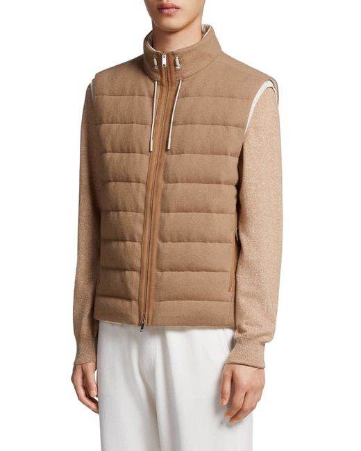 Z Zegna Oasi Elements Channel Quilted Cashmere Down Jacket in at