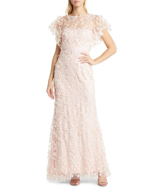Eliza J Floral 3D Embroidered Flutter Sleeve Gown in at