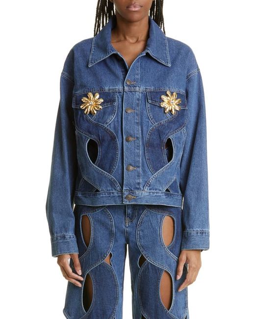 Area Mussel Flower Rope Cutout Denim Jacket in at