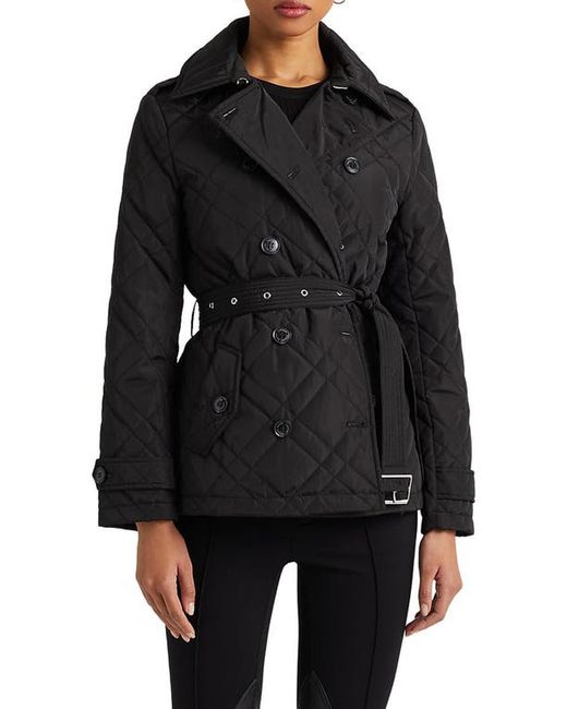 Lauren Ralph Lauren Belted Double Breasted Quilted Jacket in at