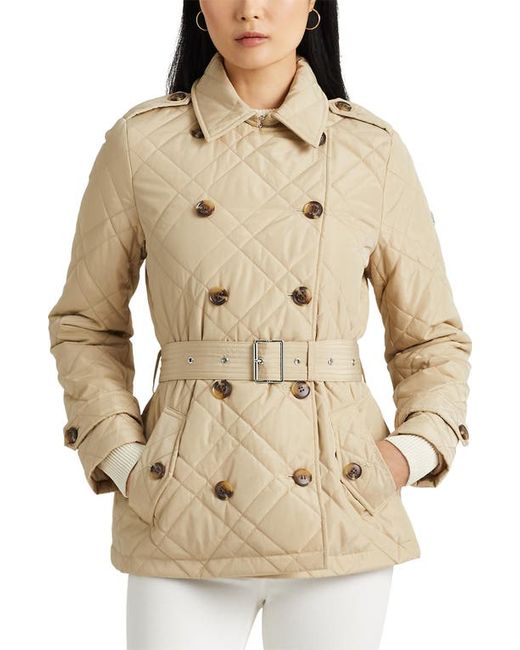 Lauren Ralph Lauren Belted Double Breasted Quilted Jacket in at