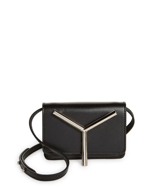 Y / Project Y Mini Leather Wallet on a Strap in Black at