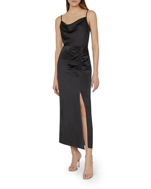 Milly Lilliana Ruched Satin Midi Slipdress in at