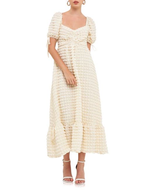 Endless Rose Texture Puff Sleeve Maxi Dress in at