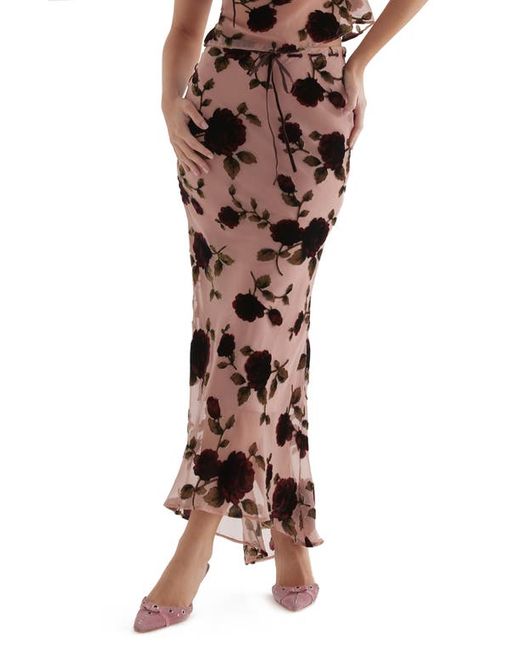 House Of Cb Floral Bias Cut Maxi Skirt in at